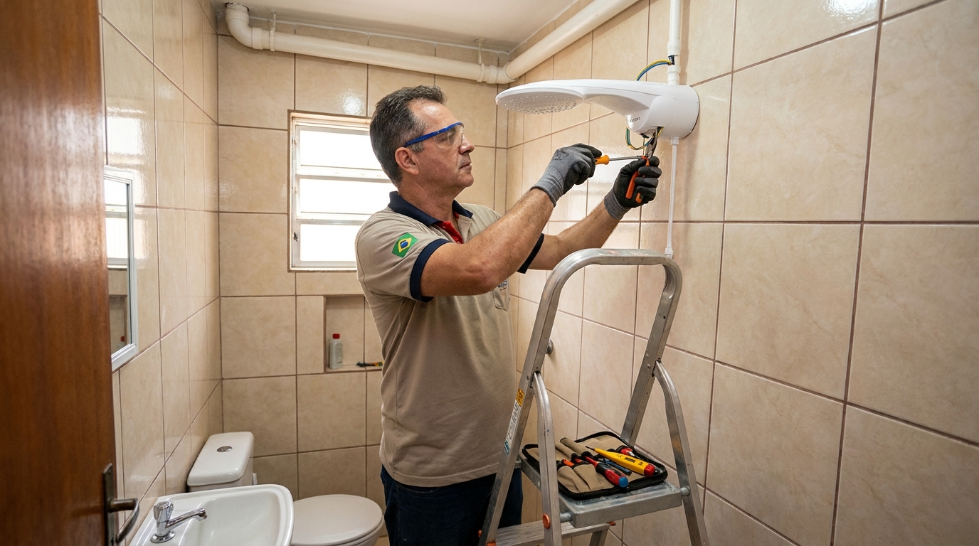 Instalação de chuveiro no banheiro em Serra‑ES