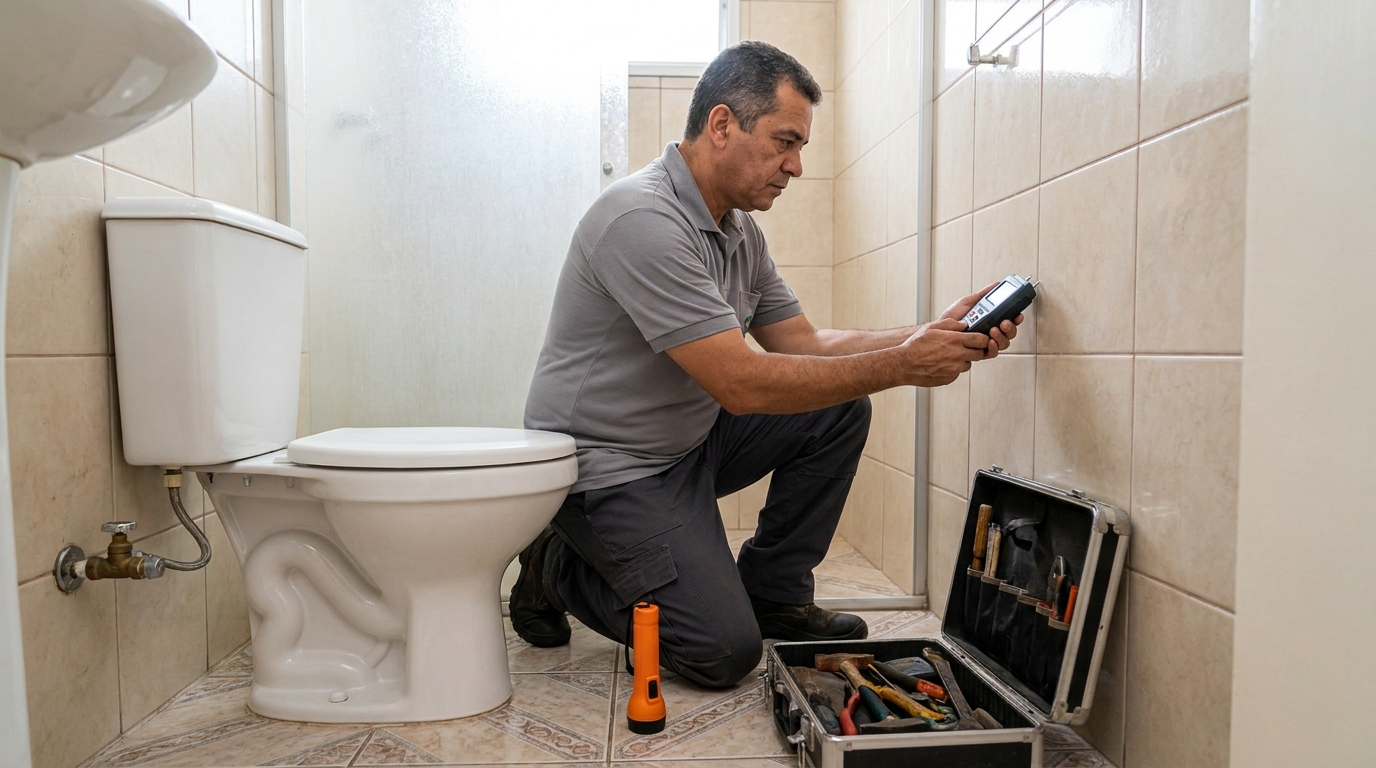 Técnico de caça vazamento com detector em Serra‑ES